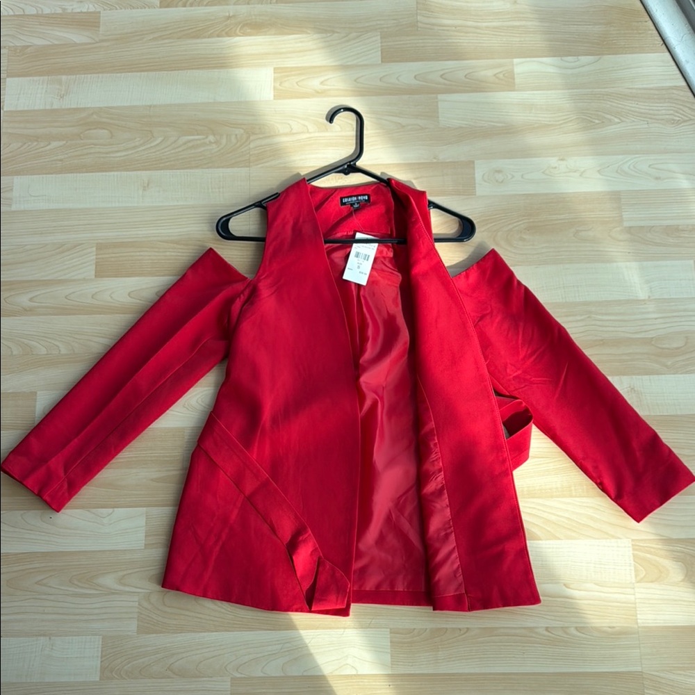 Red Cold Shoulder Women's Jacket